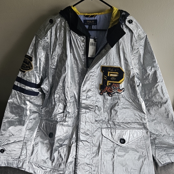 Polo Ralph Lauren Other - Polo by Ralph Lauren Metallic Silver Raincoat with Patch